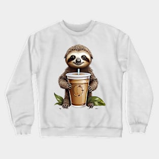 Iced Coffee and Cute Baby Sloth Crewneck Sweatshirt